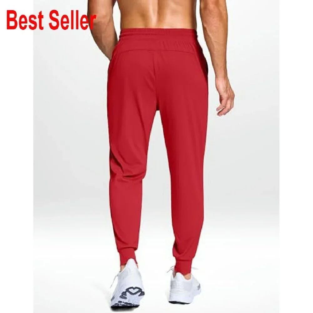 Men's Lightweight Joggers Stretch Athletic Track Pants Tapered Fit Gym Wear